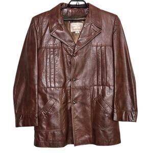 Vintage 1970s Grais Nappa Leather Jacket Mens 40 Reg Angel Skin Retro USA Brown